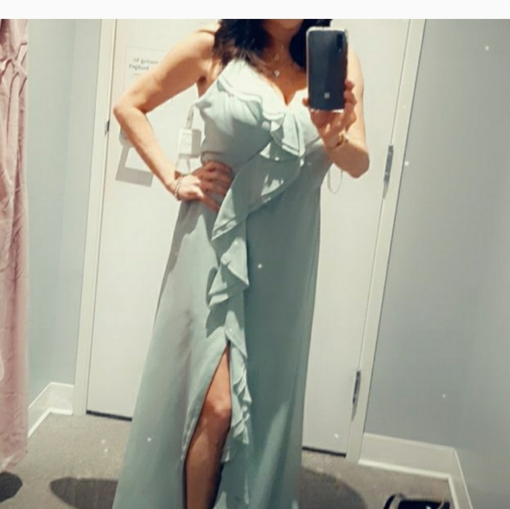 Bridesmaid pale green dress size 16